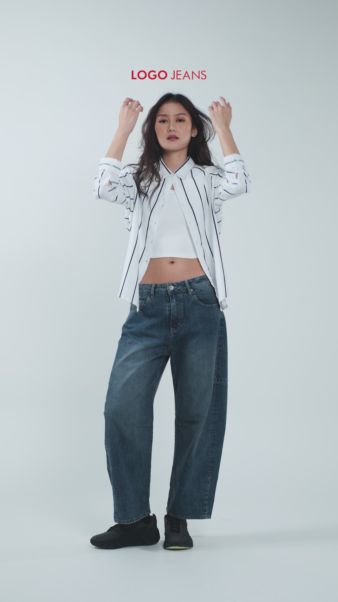 Kemeja Lengan Panjang Lycka Offwhite Blue