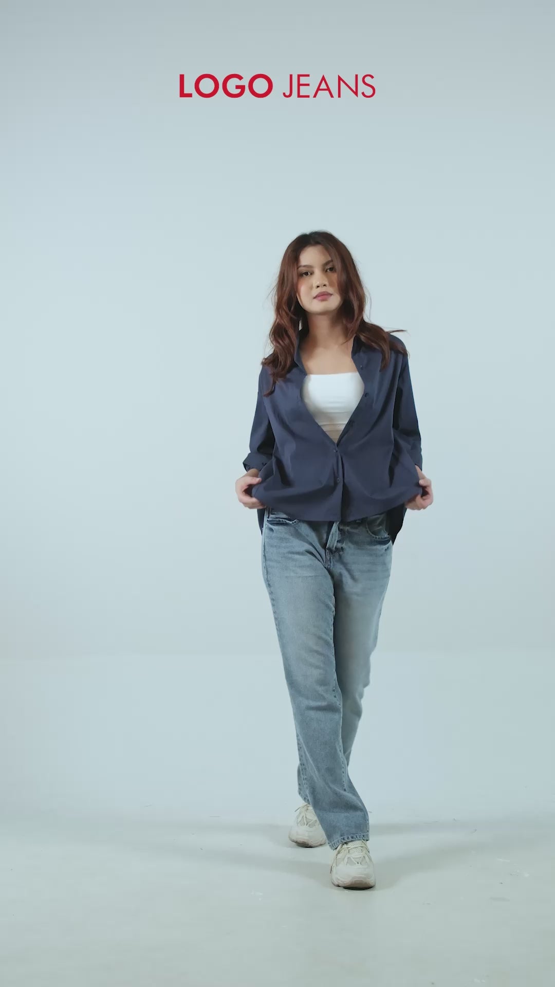 Kemeja Lengan Panjang Raquel Navy