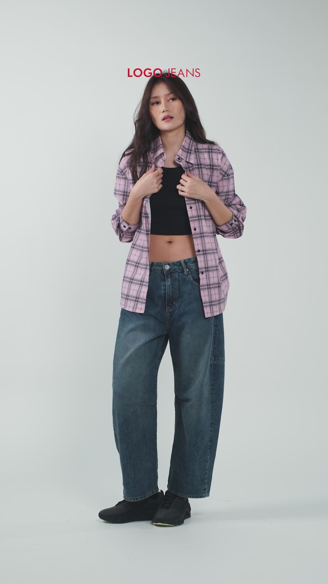 Kemeja Lengan Panjang Alanza 2.0 Pink Black