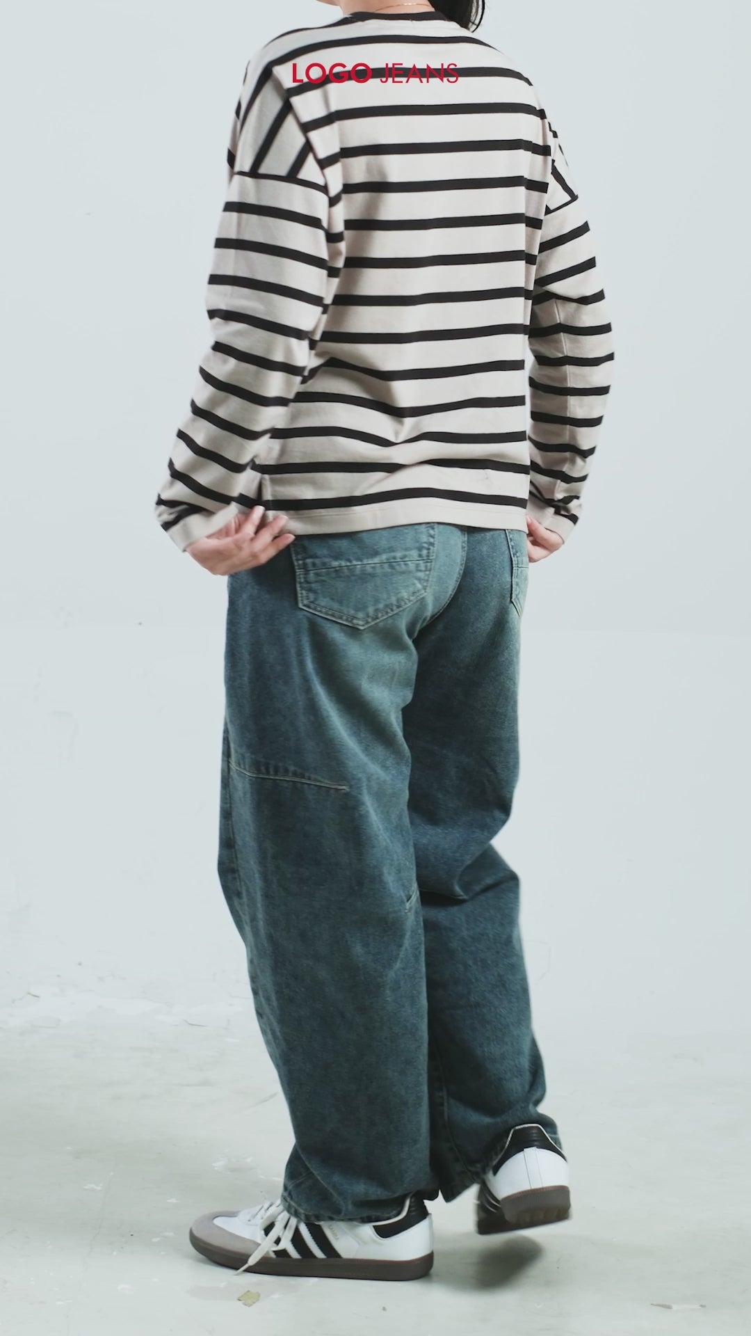 T-Shirt Lengan Panjang Shaz Khaki Black Stripe
