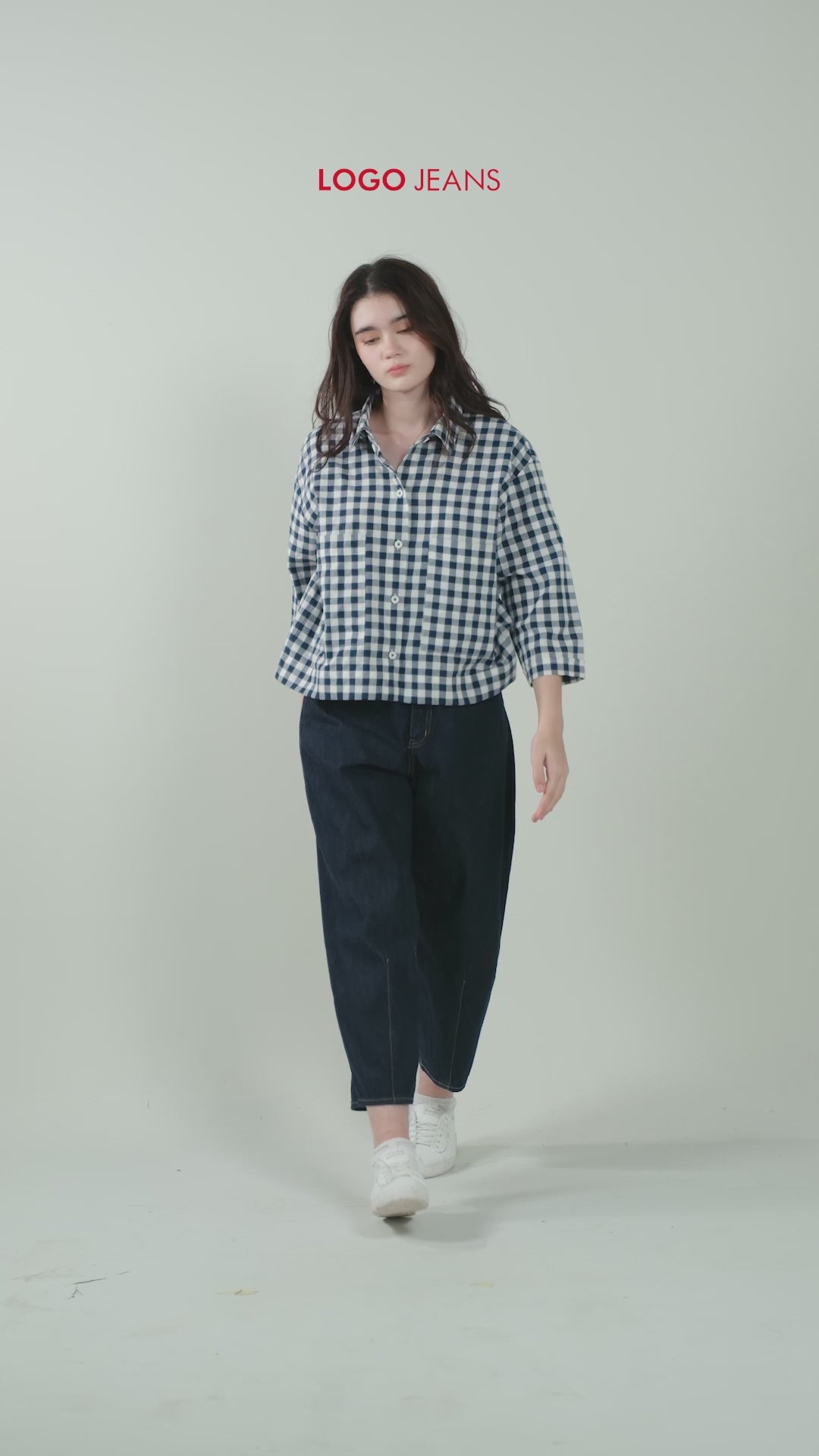 Kemeja Lumi Navy White Exclusive Online