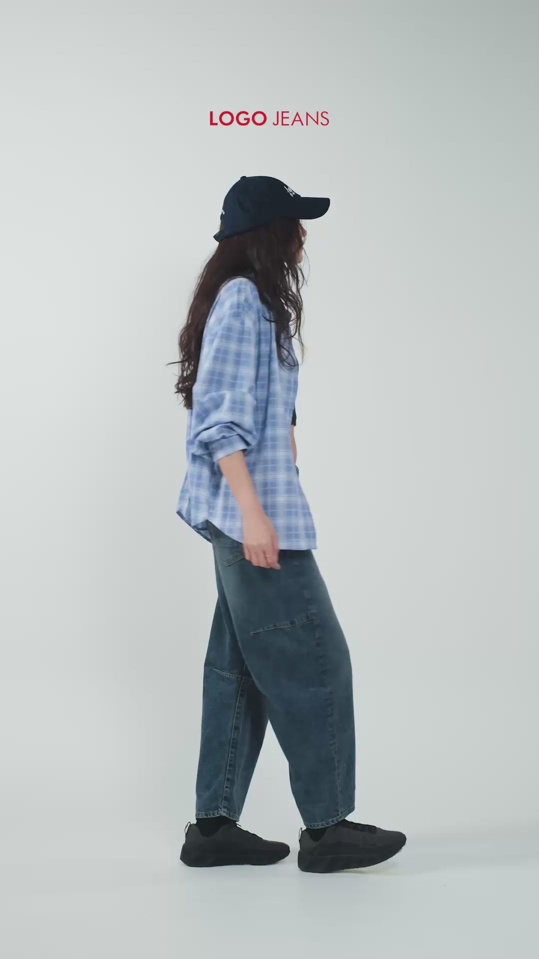 Kemeja Lengan Panjang Thinesa Blue White