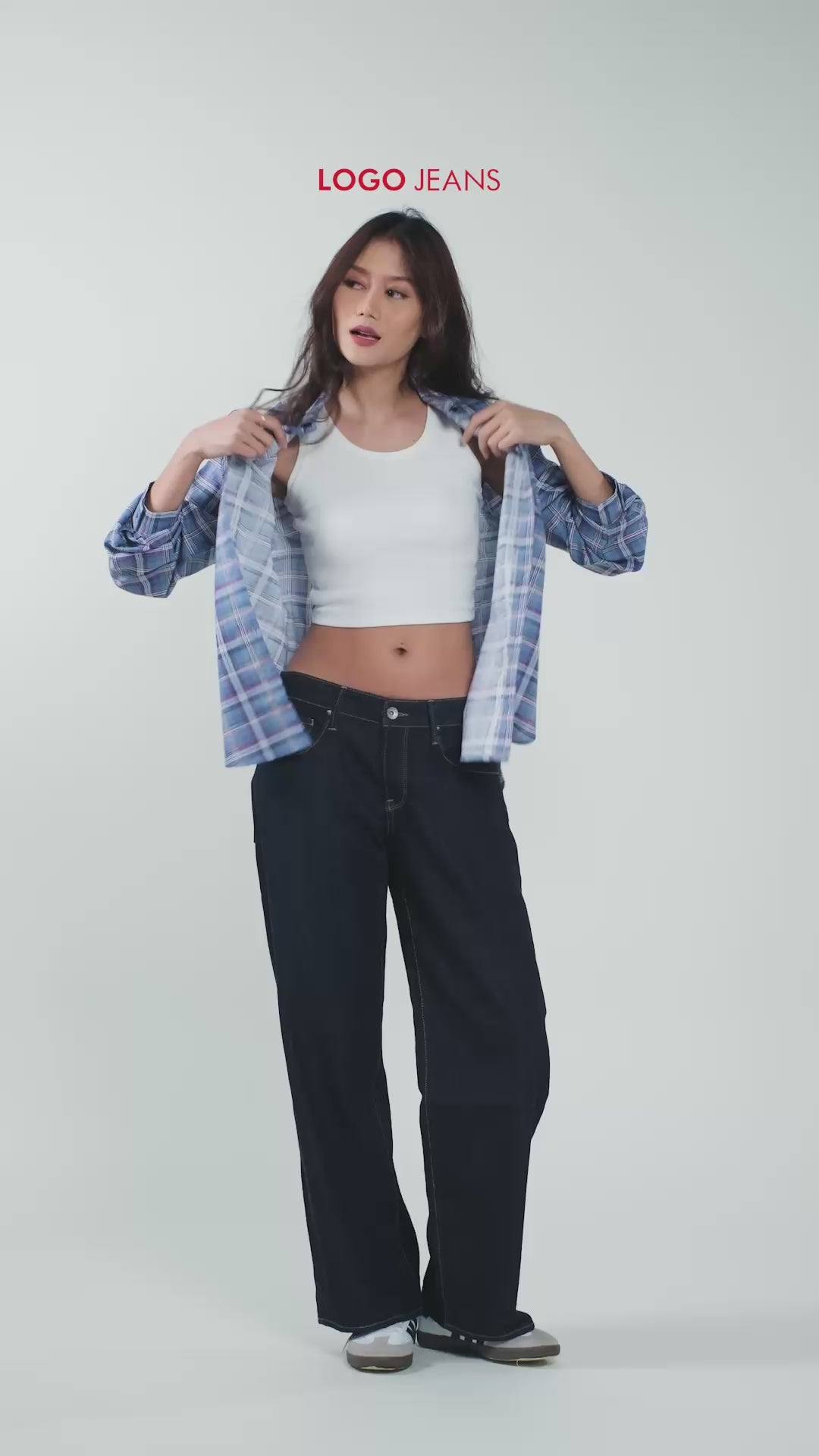 Kemeja Lengan Panjang Tabitha Blue Pink