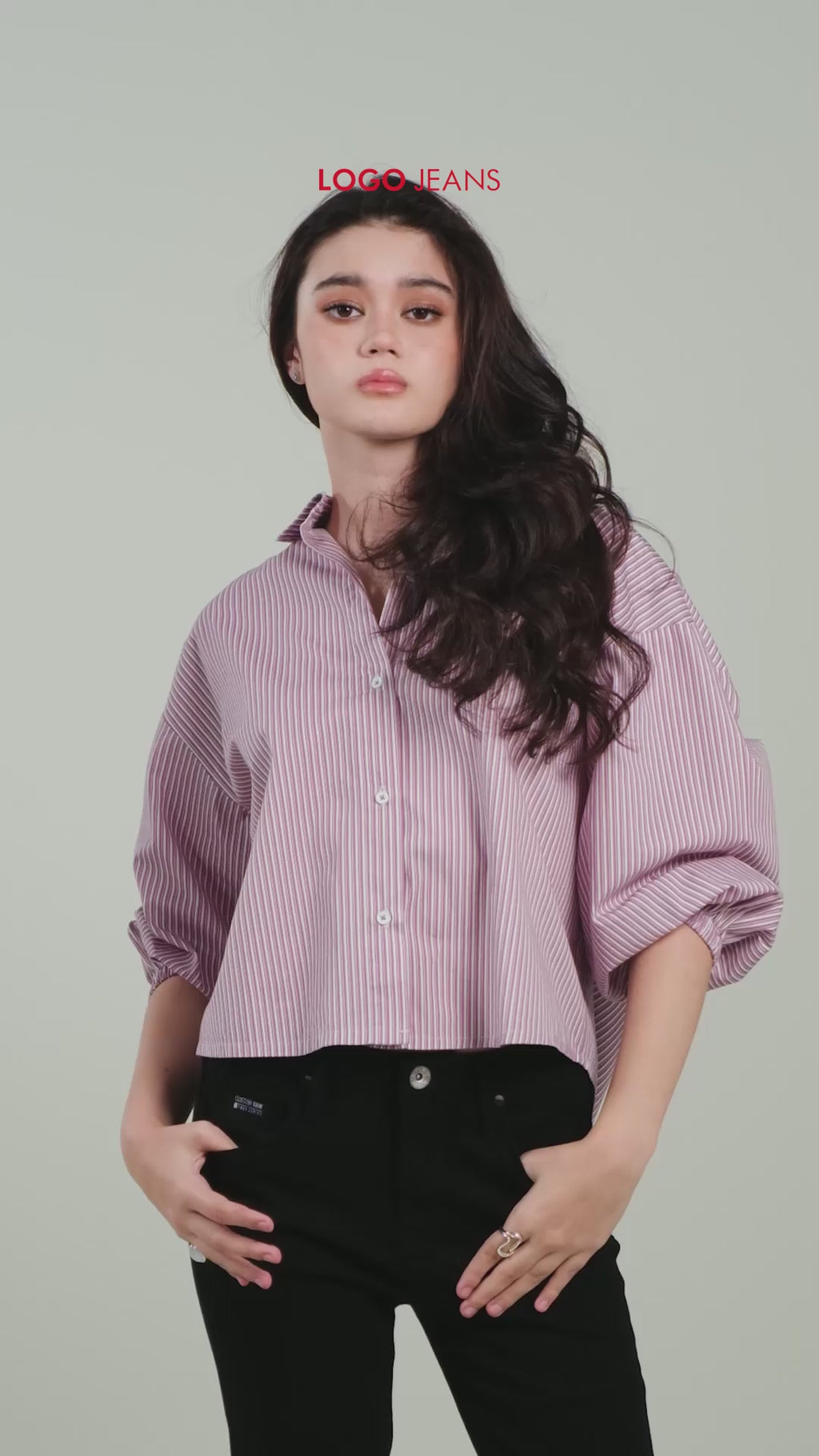 Kemeja Caelina Purple White