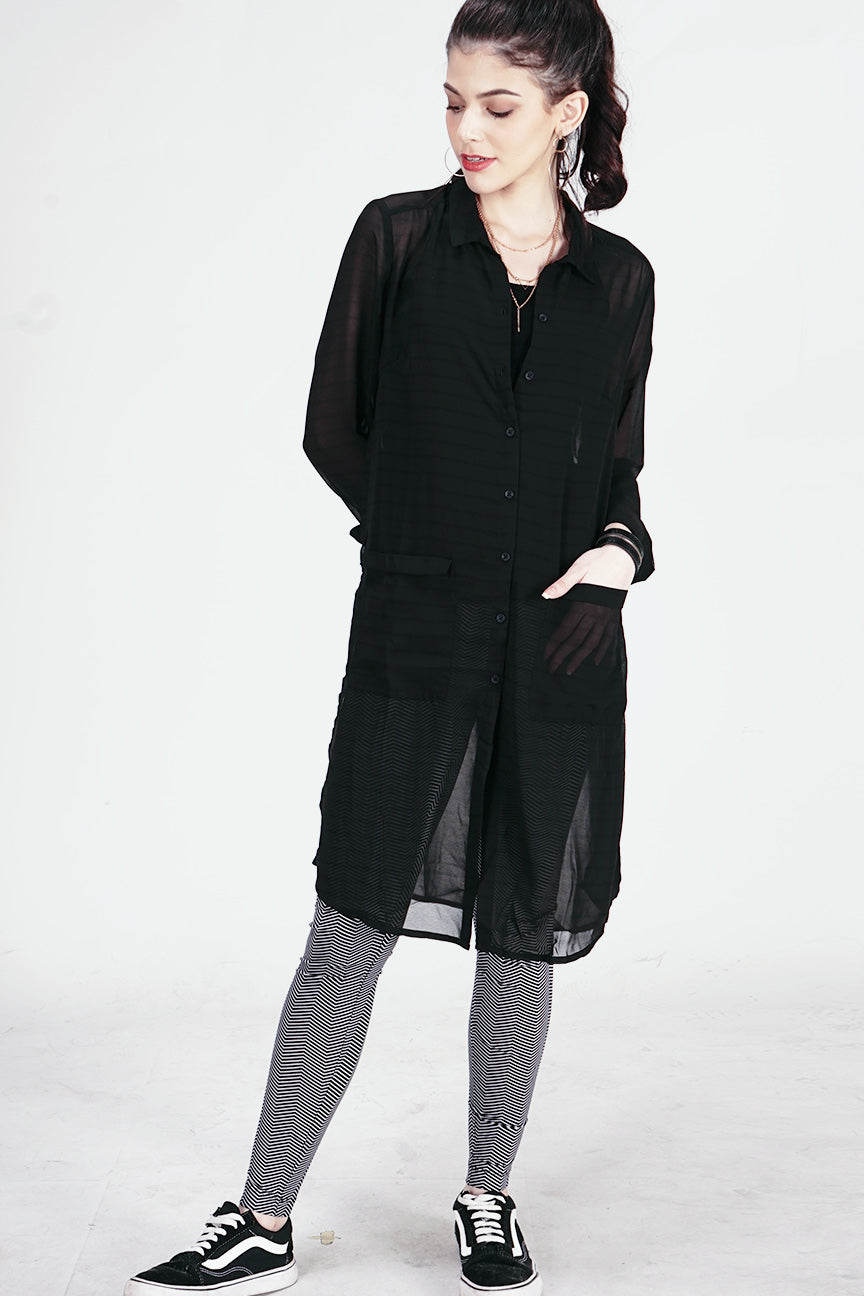 Kemeja Lengan Panjang Alyx Stripe Black Dark Grey