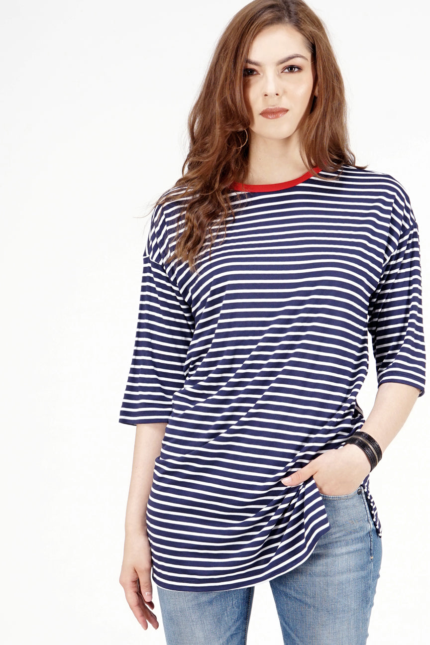 T-Shirt Lengan Pendek Fileus Navy White