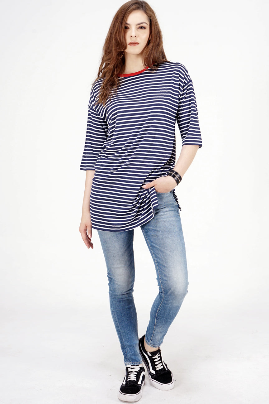 T-Shirt Lengan Pendek Fileus Navy White
