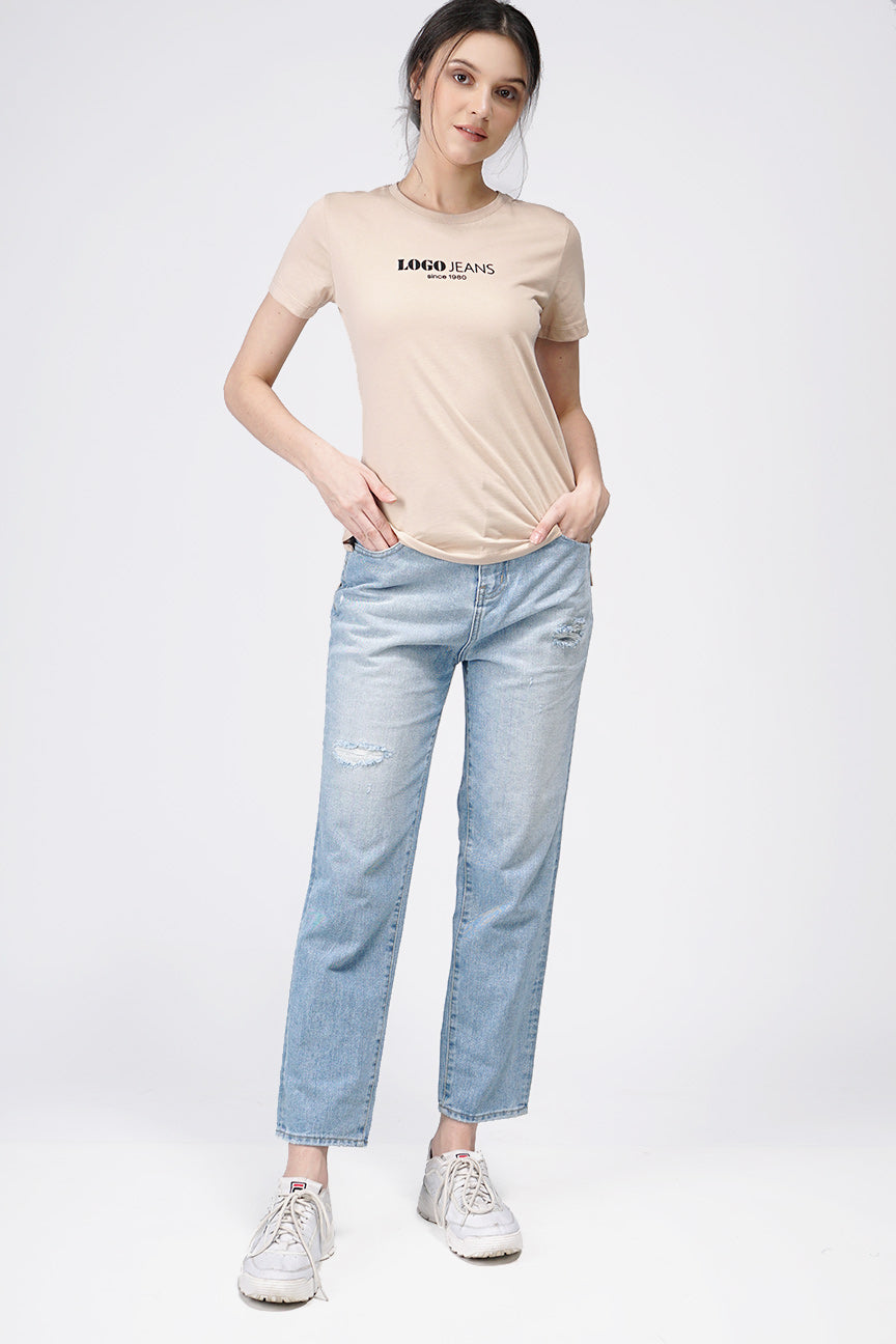 T-Shirt Lengan Pendek Miko Cream