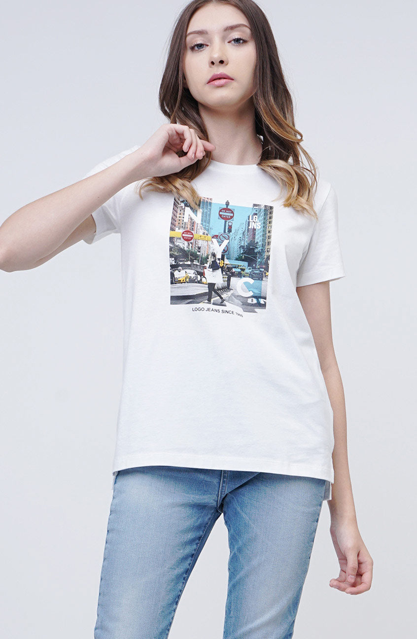 T-Shirt Lengan Pendek Fienna Offwhite