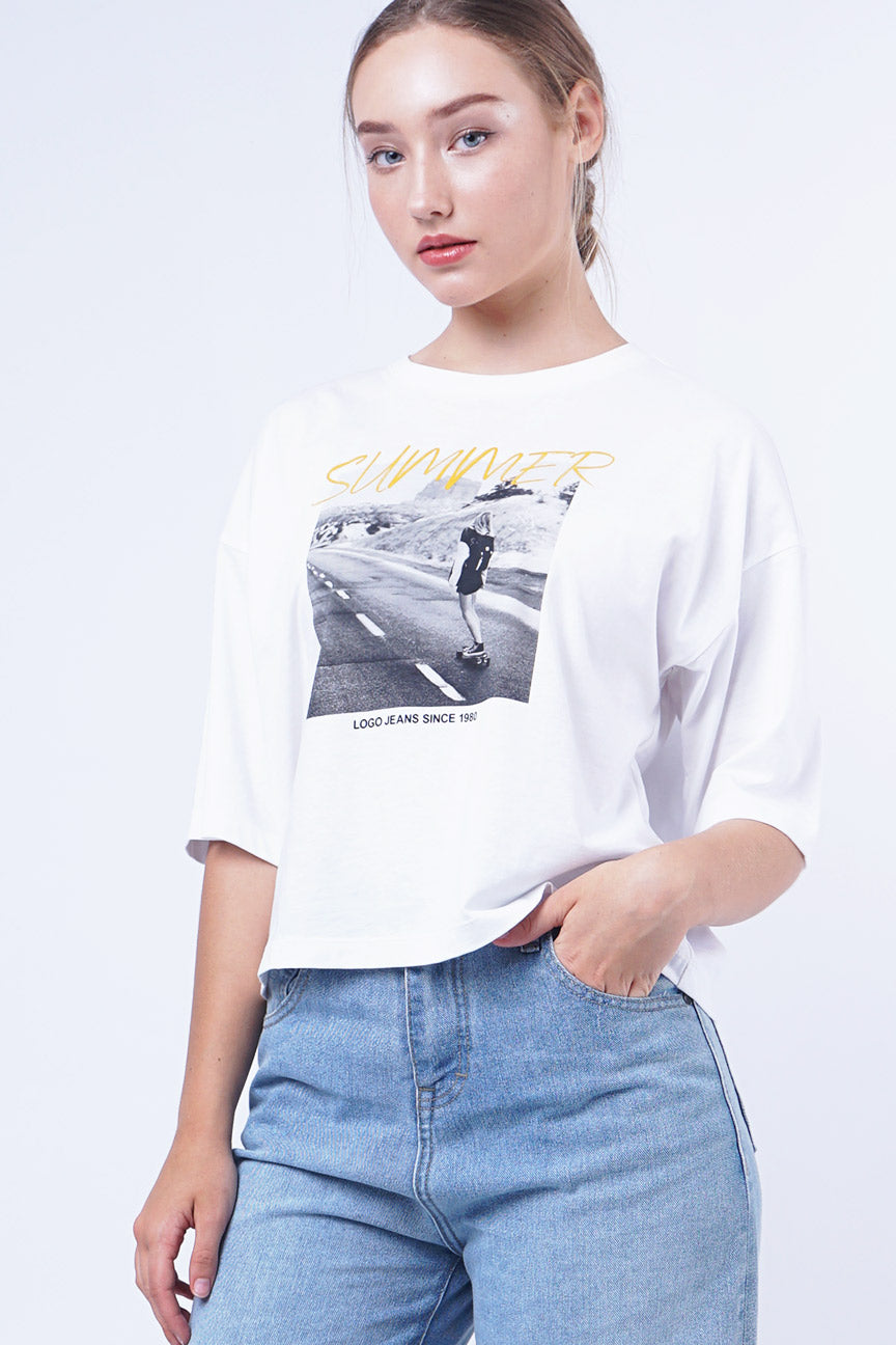 T-Shirt Lengan Pendek Alin Offwhite