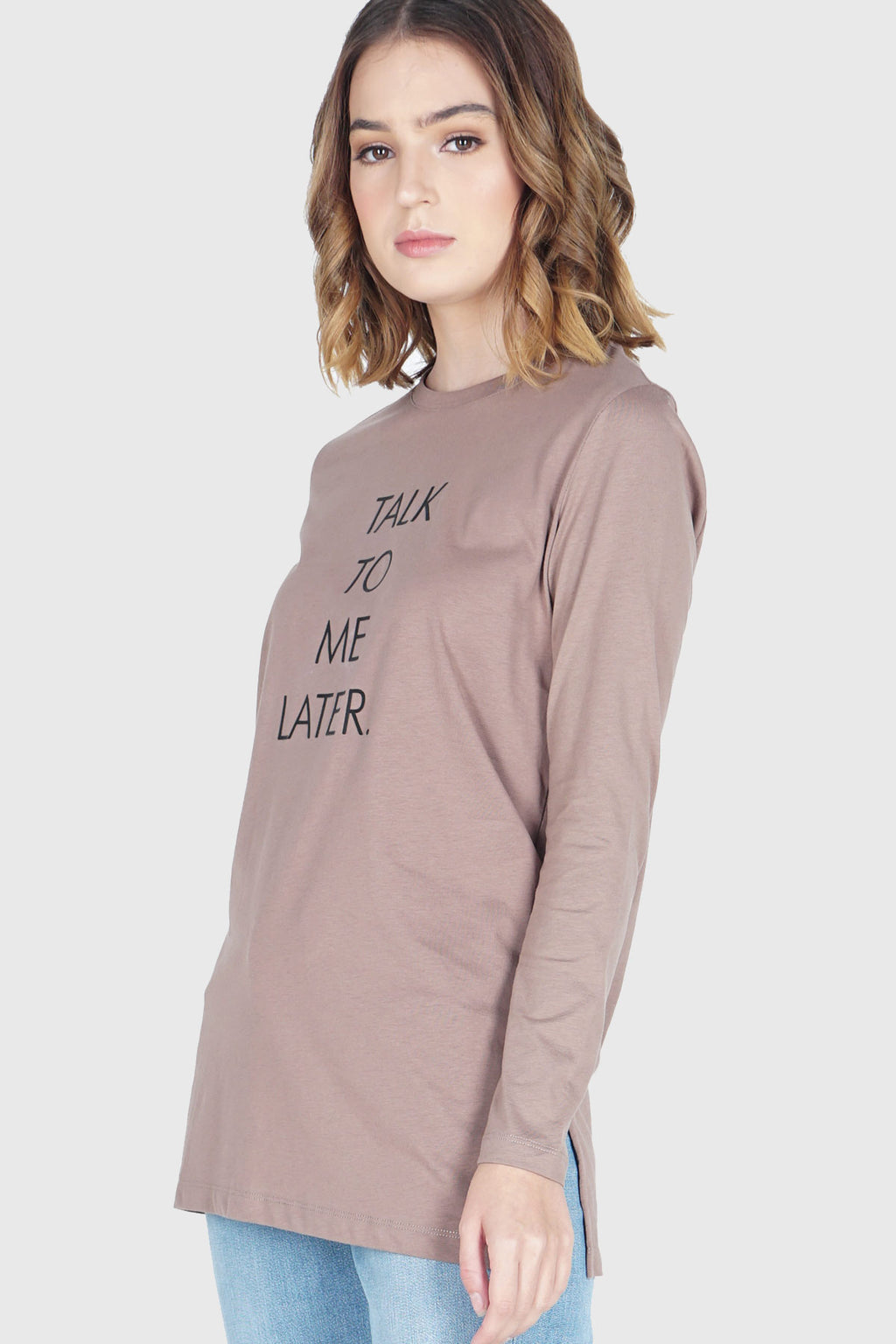 T-Shirt Lengan Panjang Veilee Brown