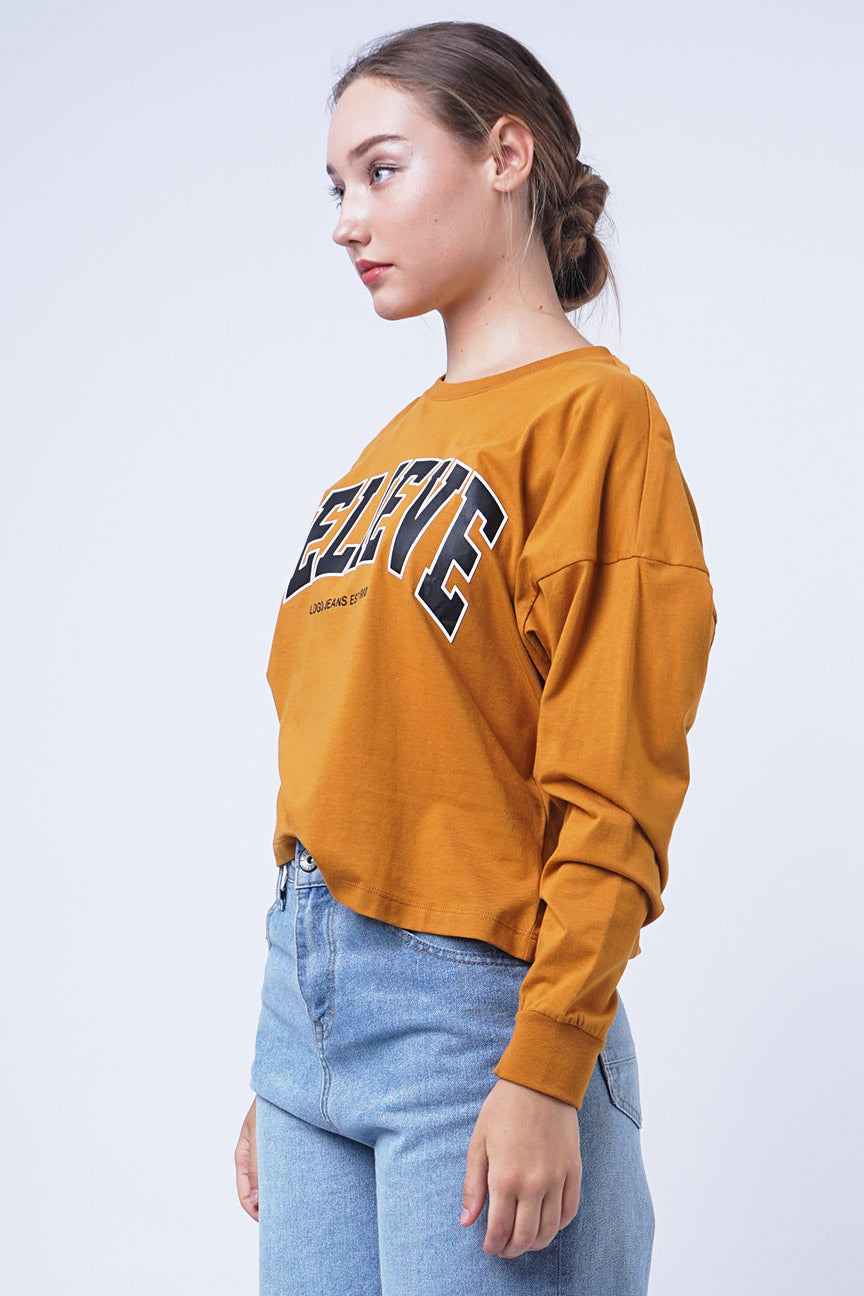 T-Shirt Lengan Panjang Ginela Dark Mustard