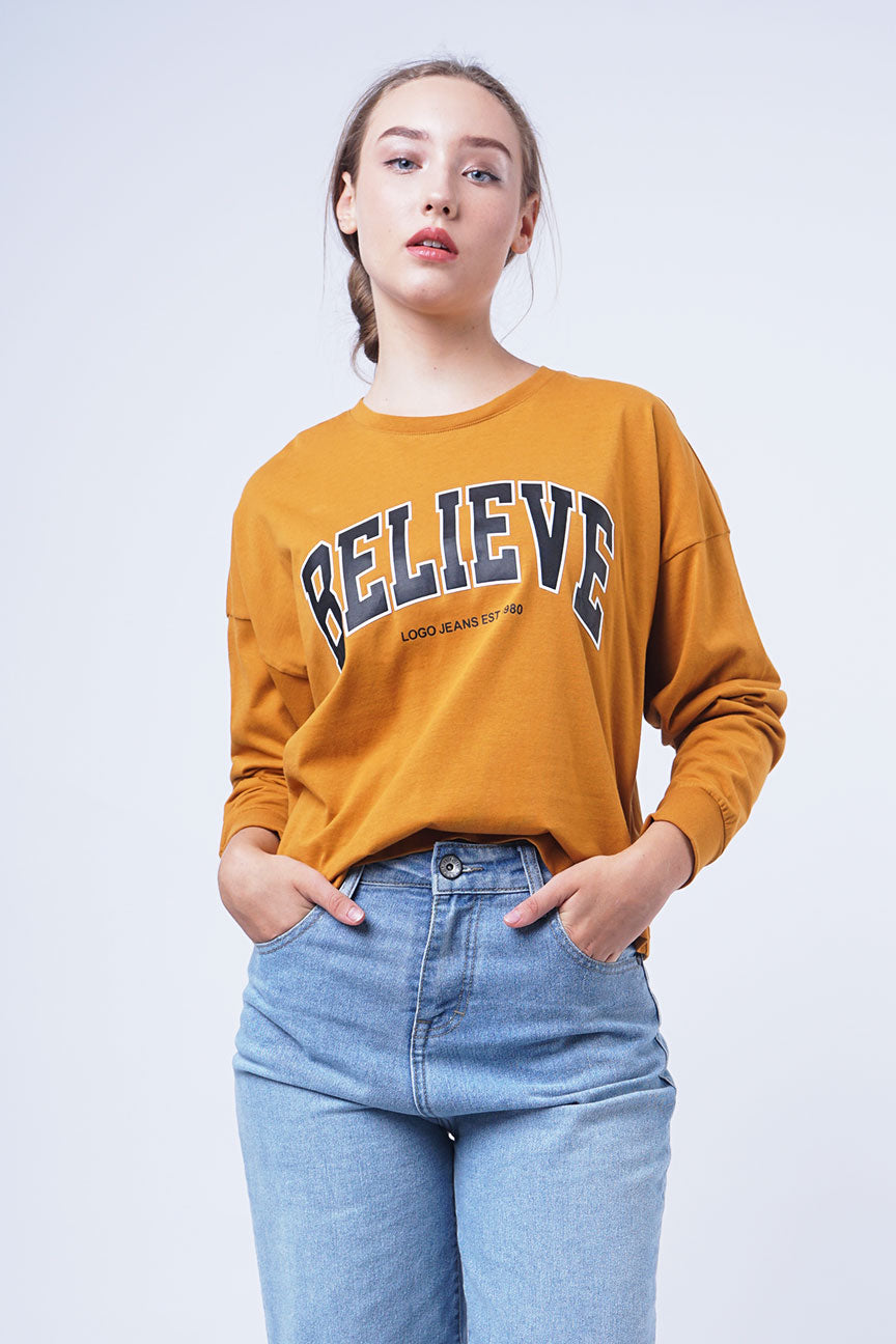 T-Shirt Lengan Panjang Ginela Dark Mustard