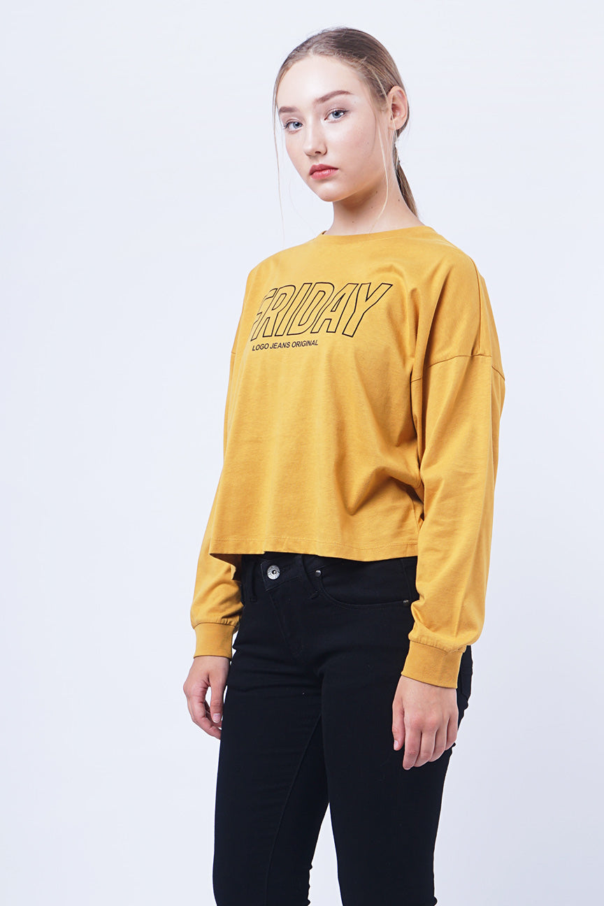 T-Shirt Lengan Panjang Willow Mustard