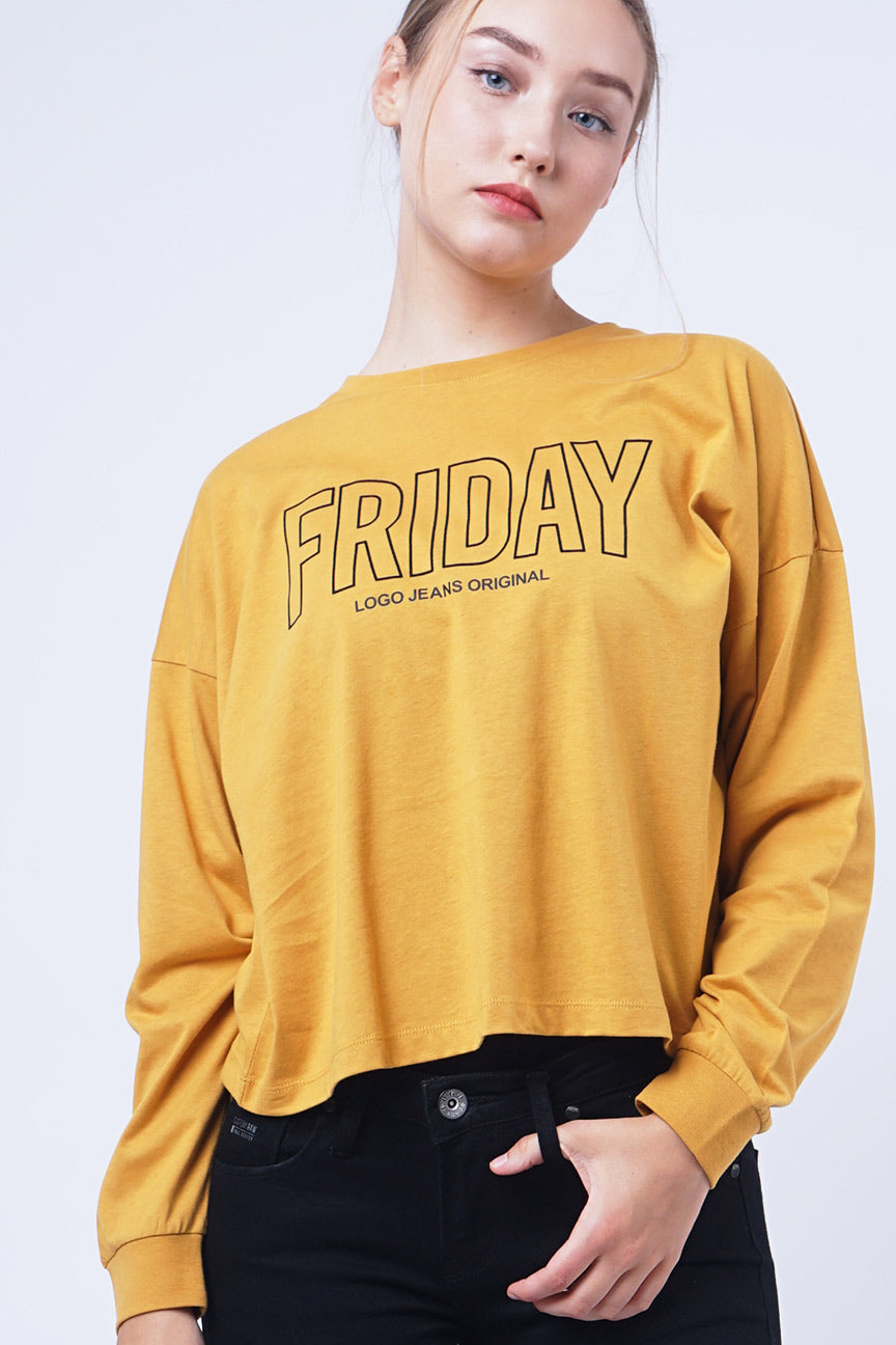 T-Shirt Lengan Panjang Willow Mustard