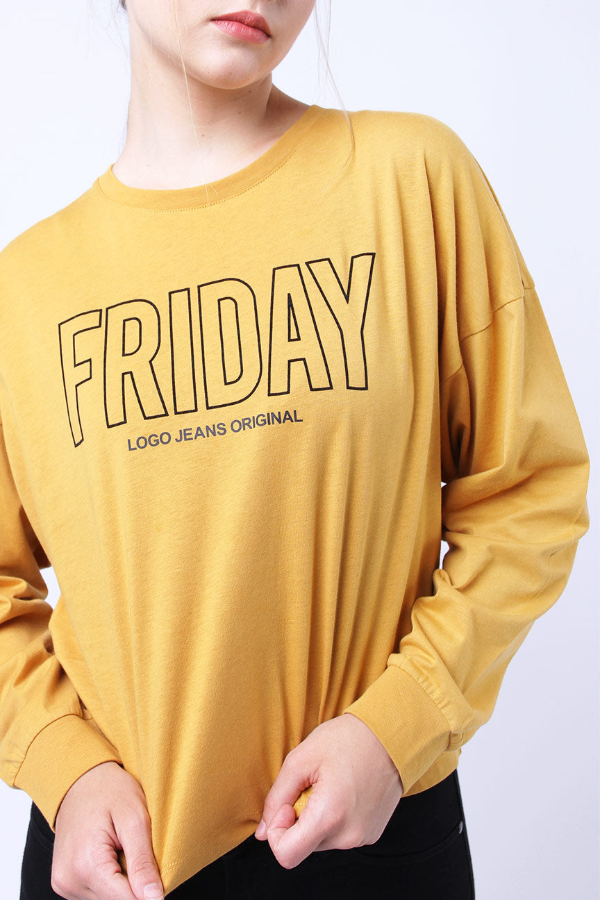 T-Shirt Lengan Panjang Willow Mustard