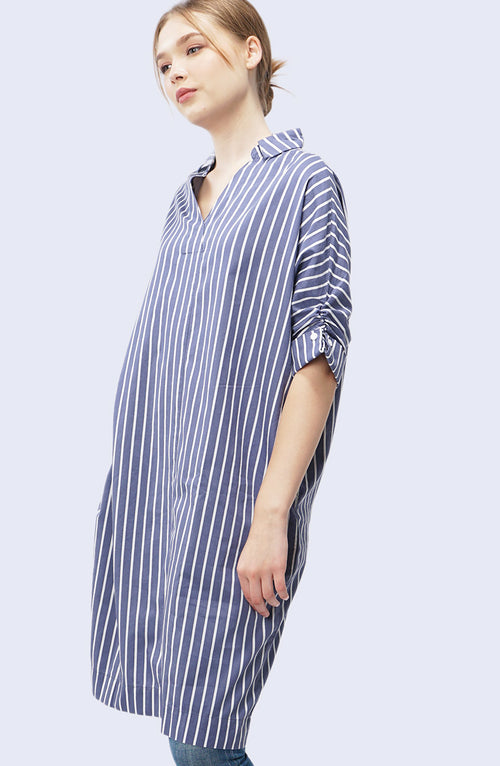 Dress Lengan Pendek Syasya Stripe Navy White