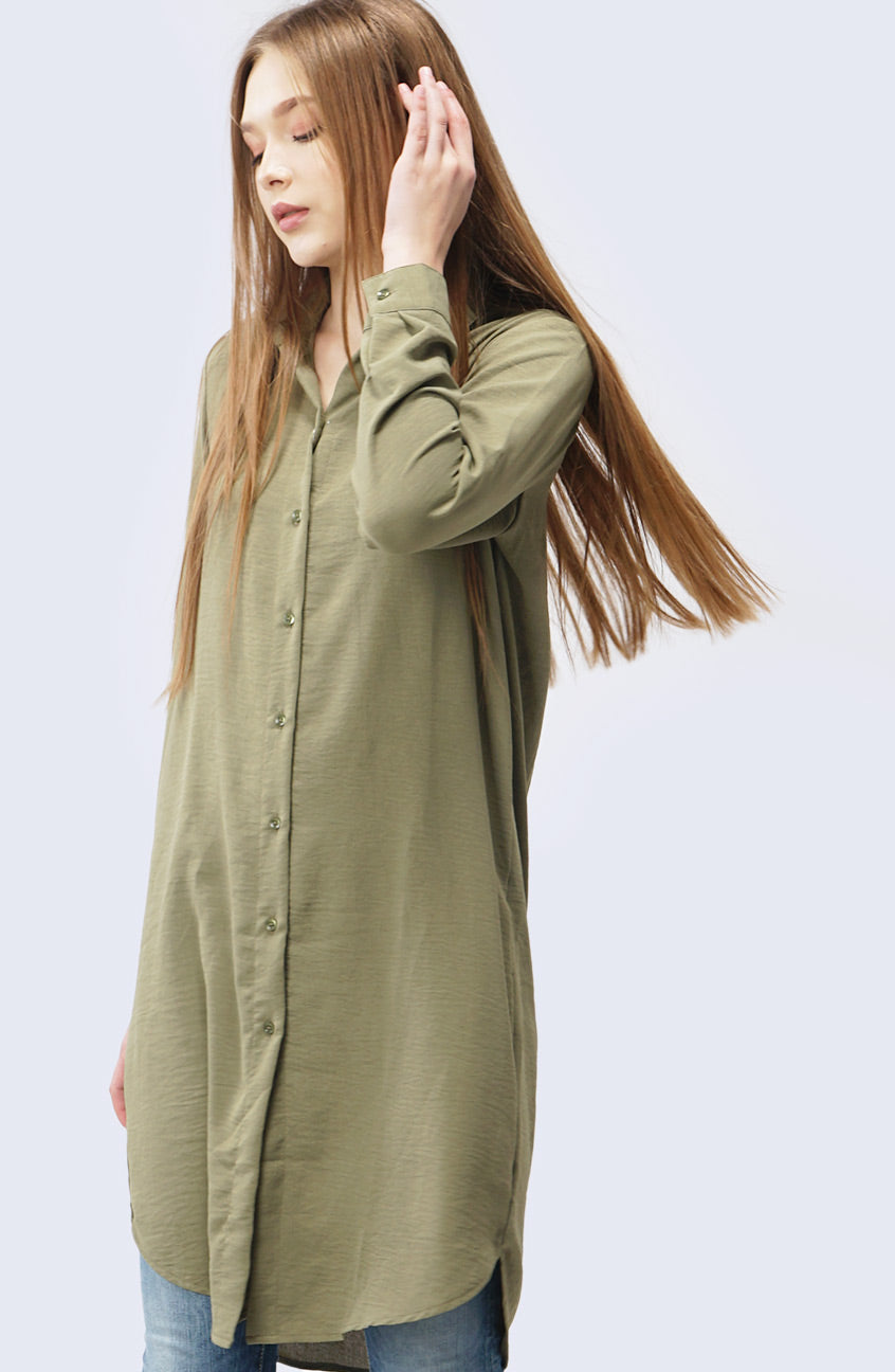 Dress Lengan Panjang Aisya Sage Green