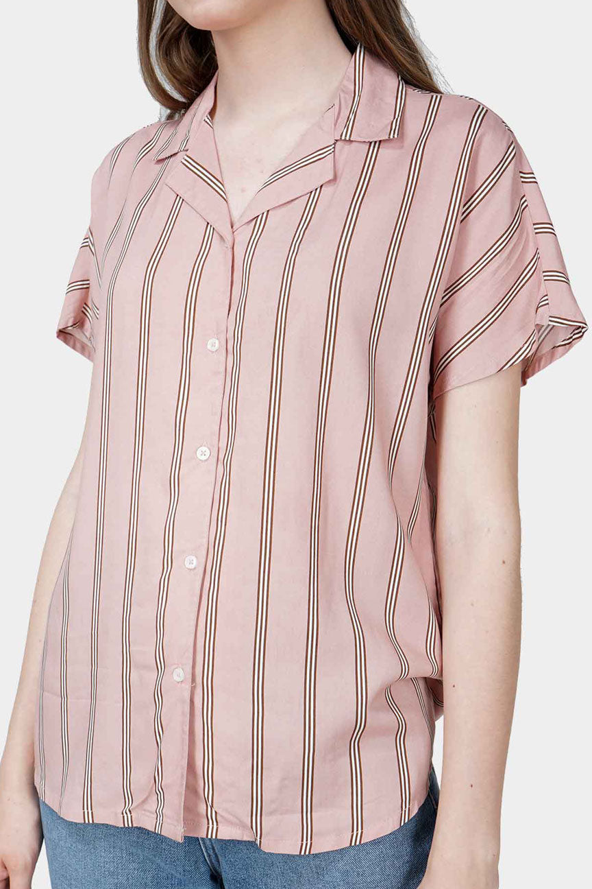 Kemeja Lengan Pendek Renna Pink Black