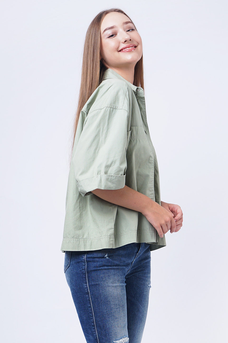 Kemeja Lengan Pendek Riana Light Green