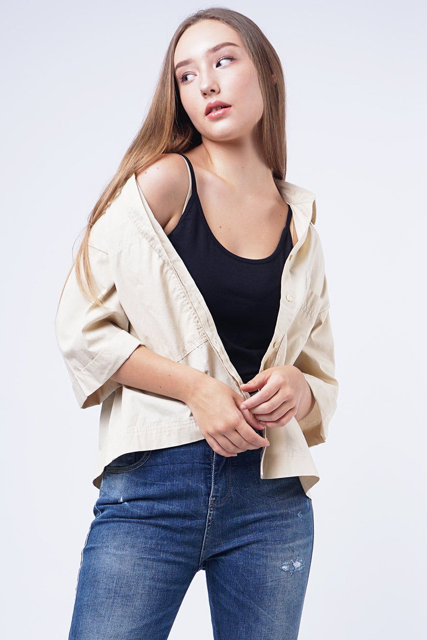 Kemeja Lengan Pendek Naura Cream