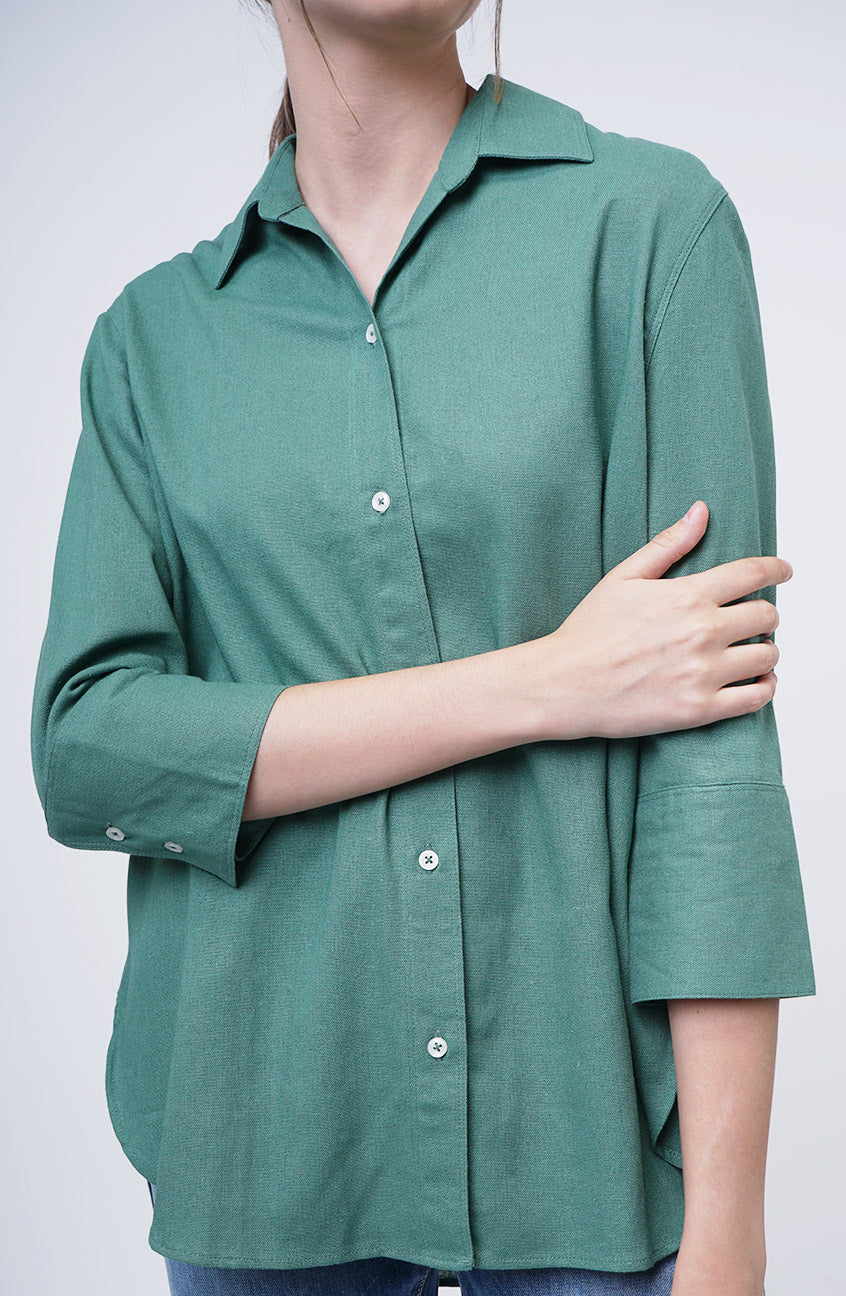 Kemeja Lengan Panjang Ariella Dusty Green