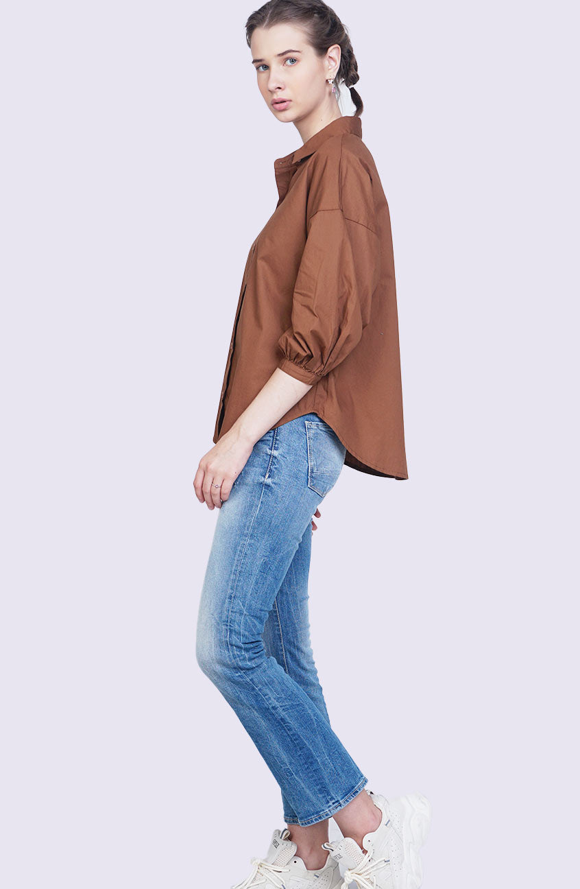 Kemeja Lengan Panjang Lovie Brown