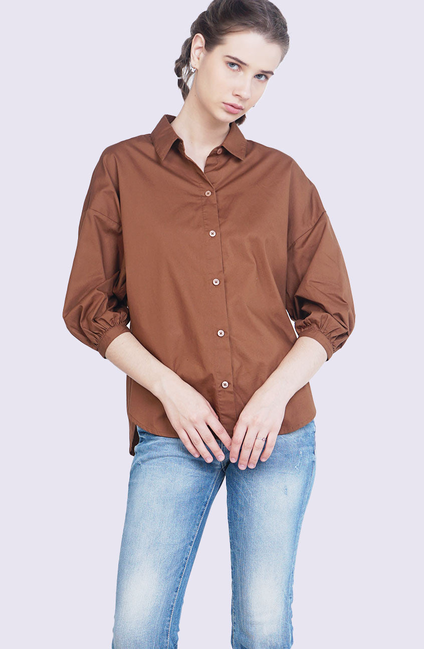 Kemeja Lengan Panjang Lovie Brown
