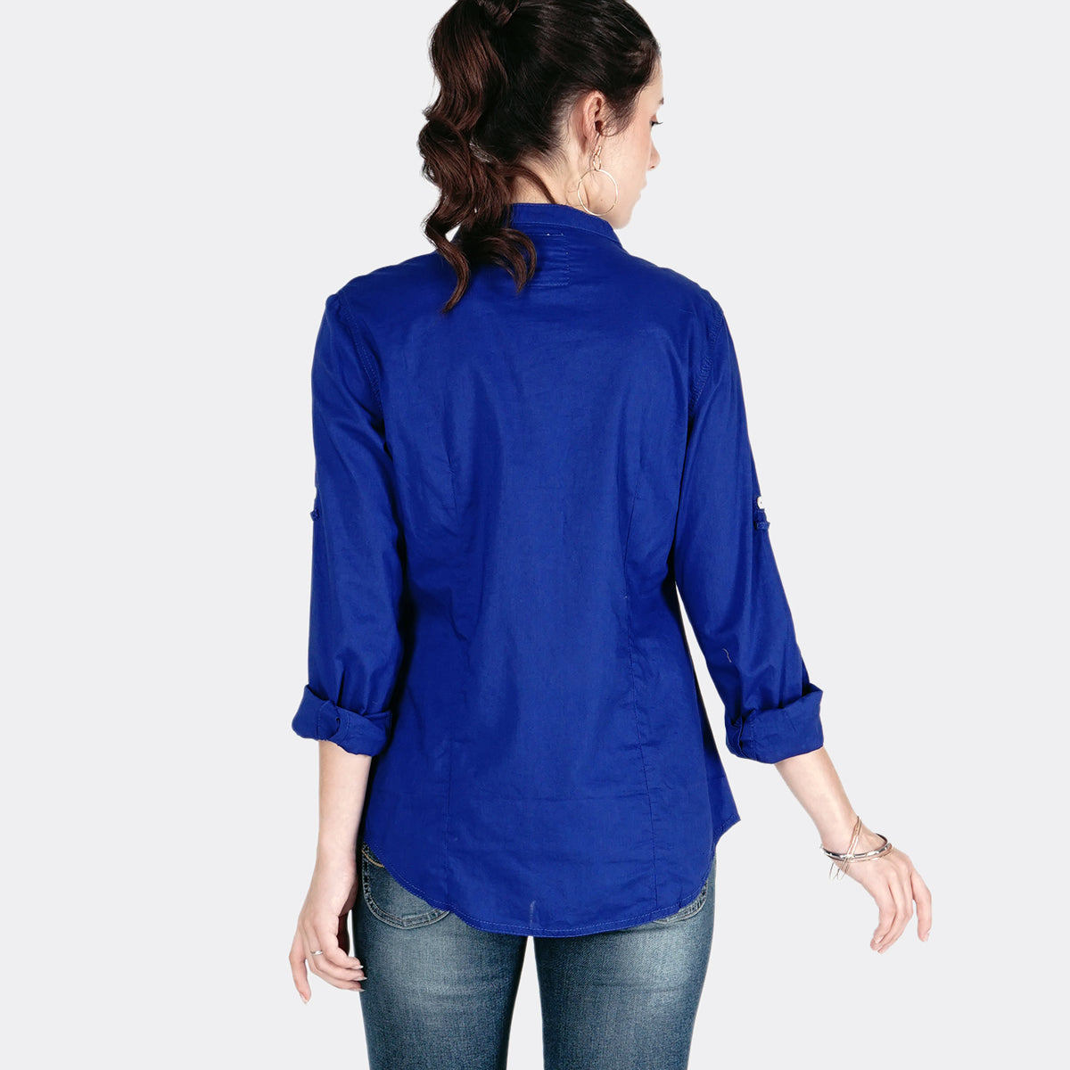 Kemeja Lengan Panjang Ecletic Solid Blue
