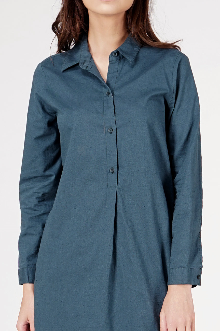 Kemeja Lengan Panjang Shaina Green Tunik