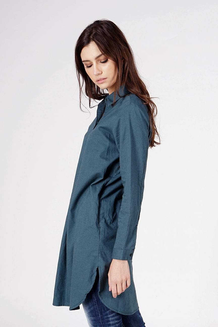 Kemeja Lengan Panjang Shaina Green Tunik