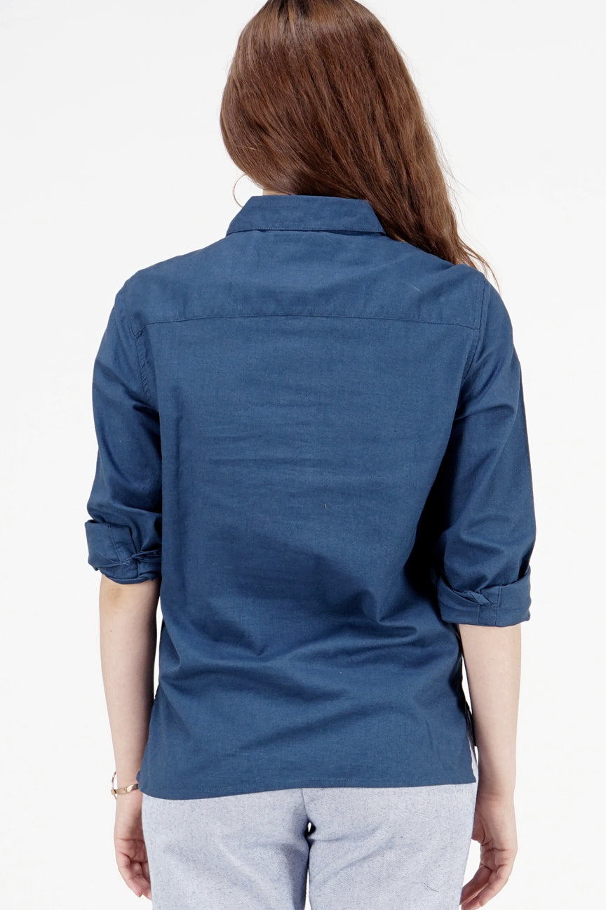 Kemeja Lengan Panjang Davy Blue
