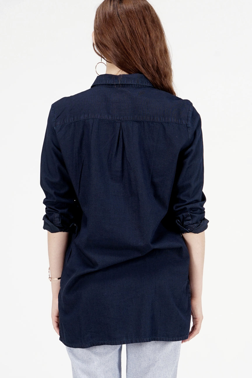 Kemeja Lengan Panjang Chyara Dark Blue