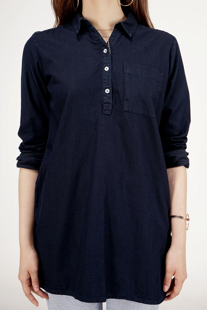 Kemeja Lengan Panjang Chyara Dark Blue