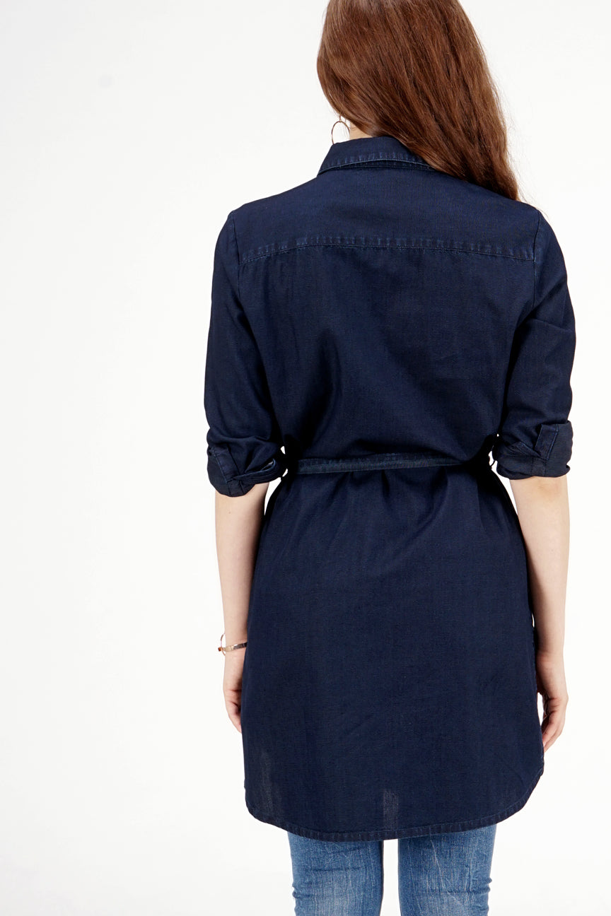 Kemeja Chambray Lengan Panjang Aurist Dark Blue