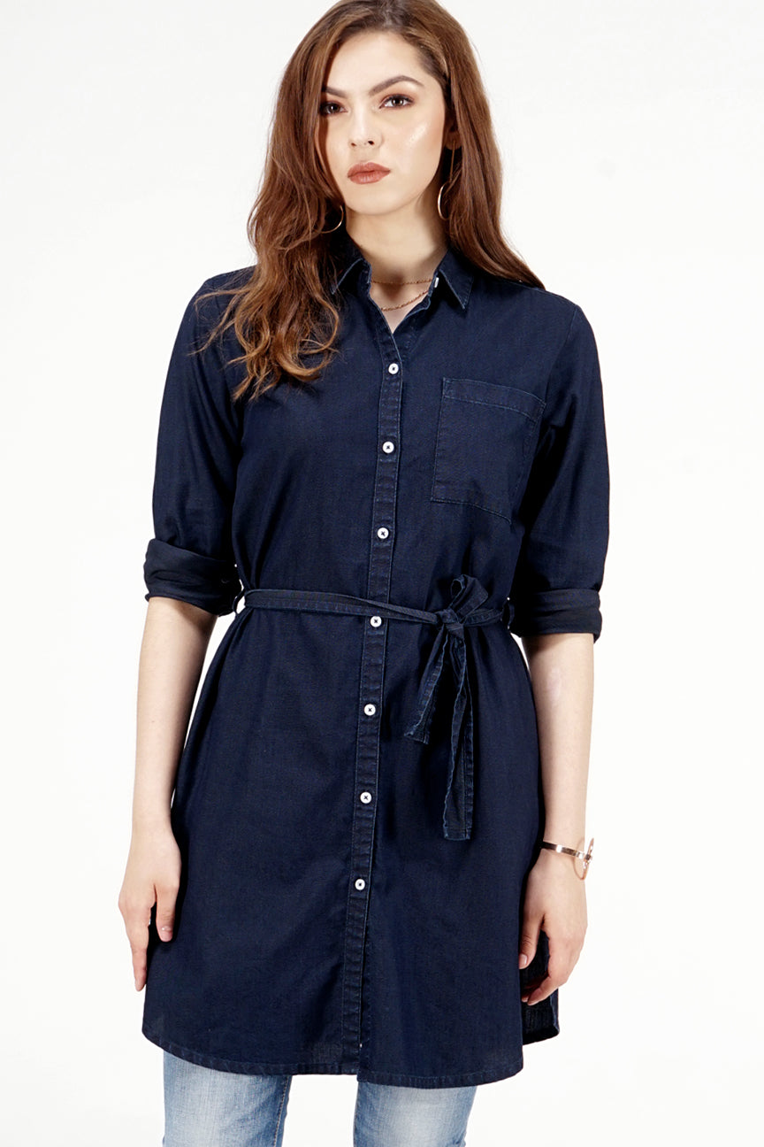 Kemeja Chambray Lengan Panjang Aurist Dark Blue