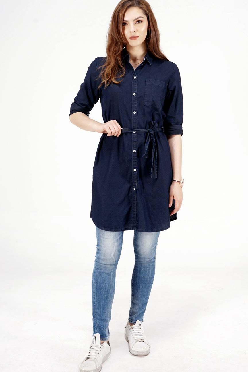 Kemeja Chambray Lengan Panjang Aurist Dark Blue