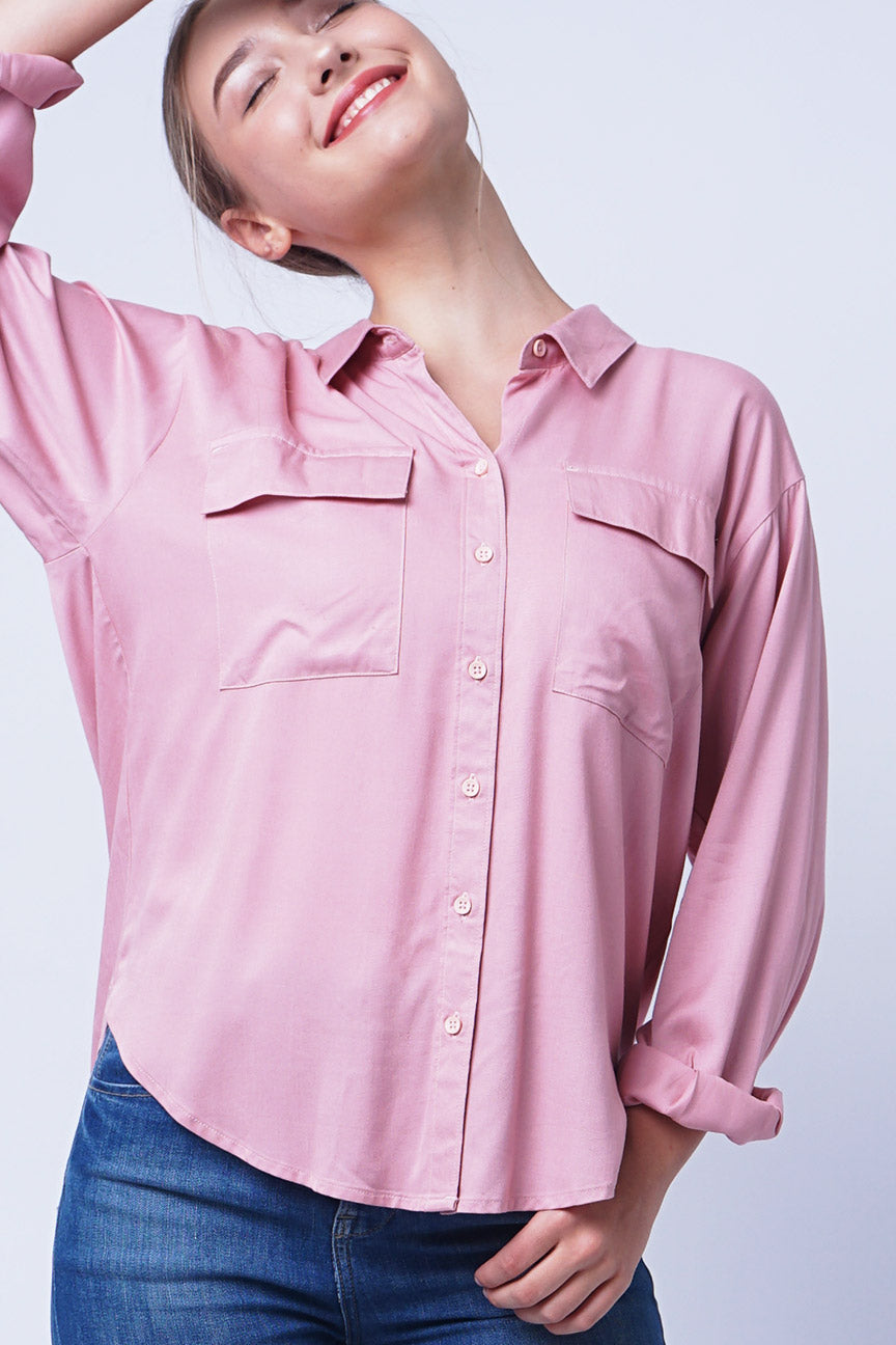 Kemeja Lengan Panjang Margo Pink