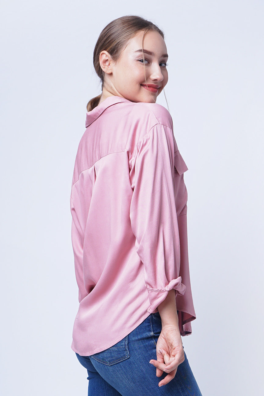 Kemeja Lengan Panjang Margo Pink