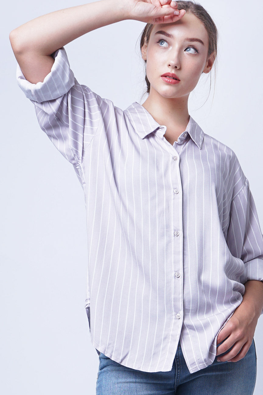 Kemeja Lengan Panjang Neisha Lilac Misty