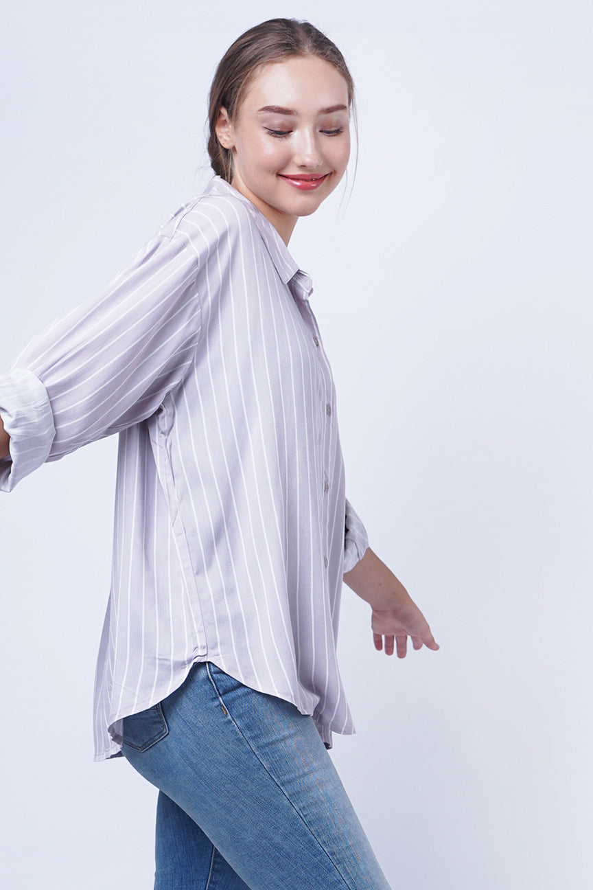 Kemeja Lengan Panjang Neisha Lilac Misty