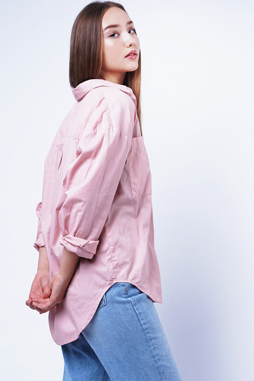 Kemeja Lengan Panjang Foy Pink