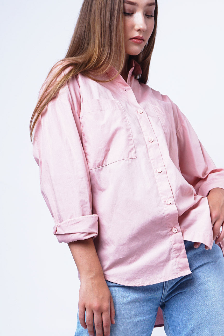 Kemeja Lengan Panjang Foy Pink