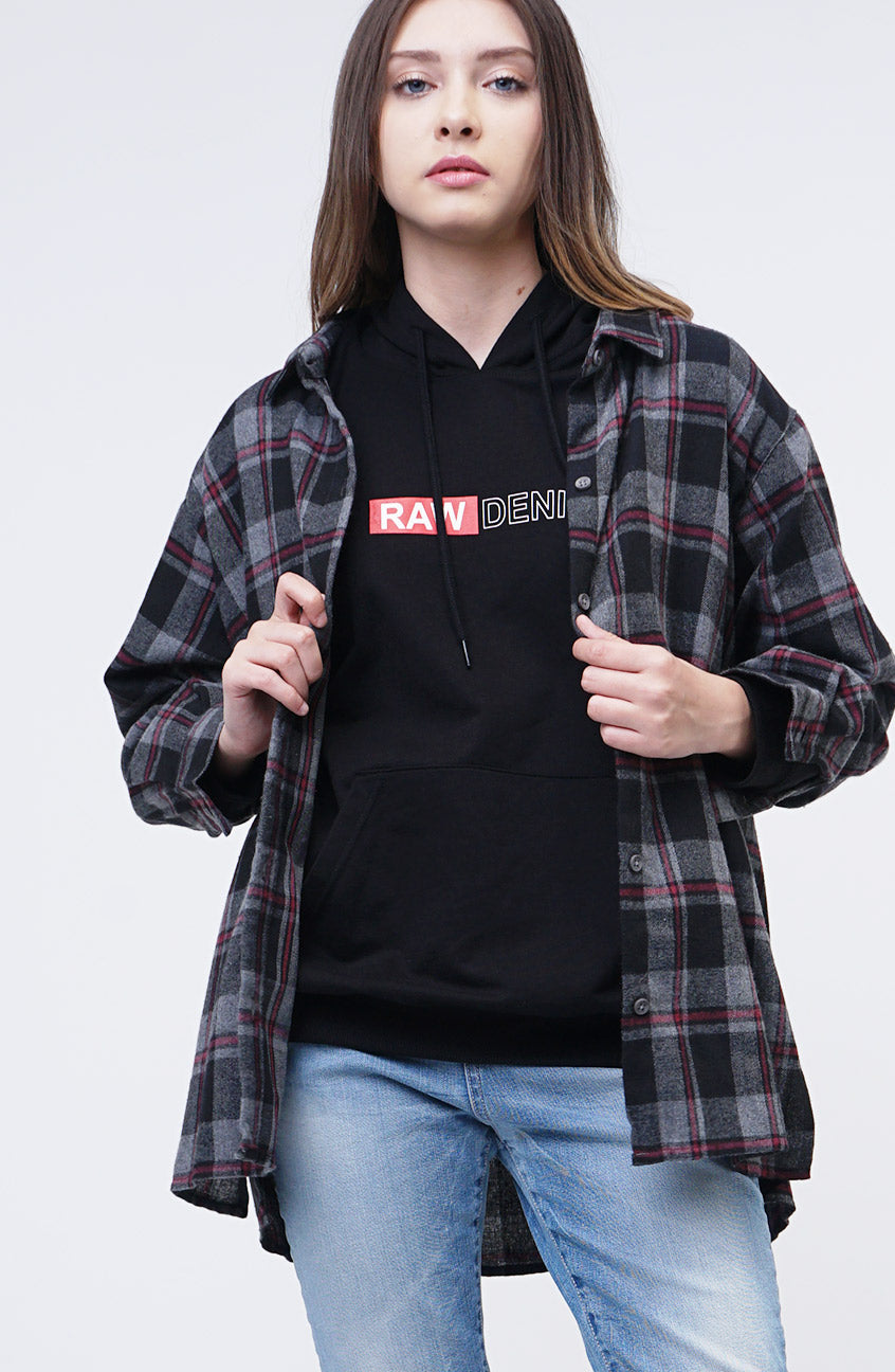 Kemeja Flanel Delly Grey Black