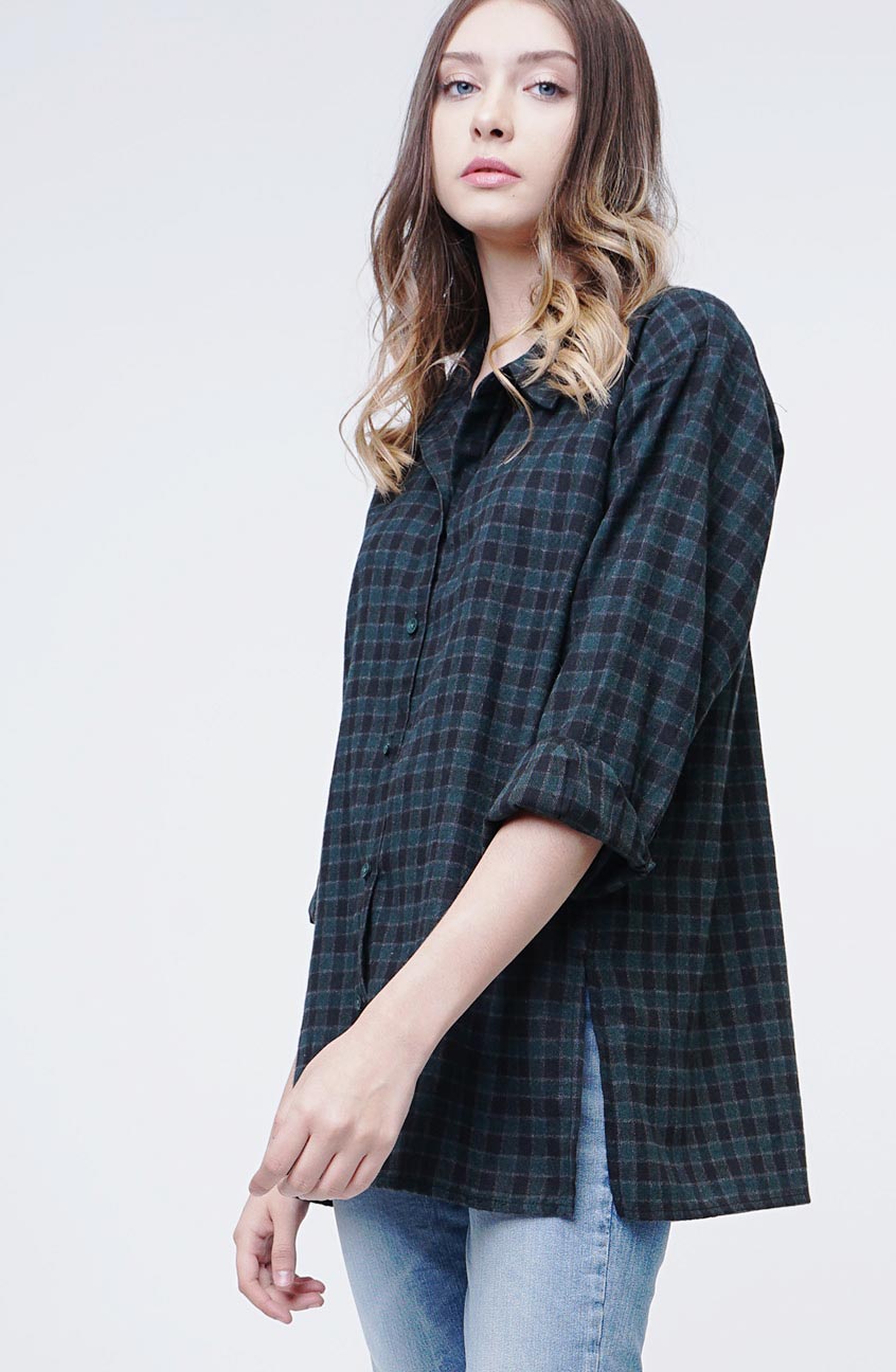 Kemeja Flanel Verena Green Black
