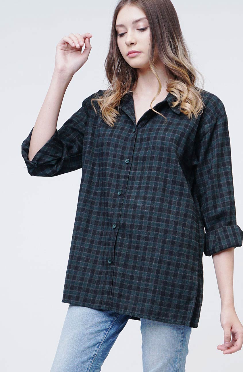 Kemeja Flanel Verena Green Black