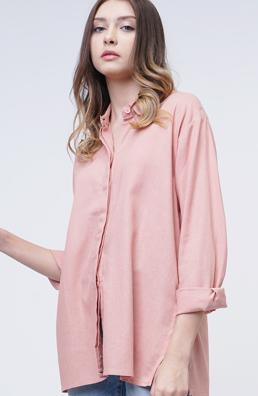 Kemeja Lengan Panjang Baina Pink