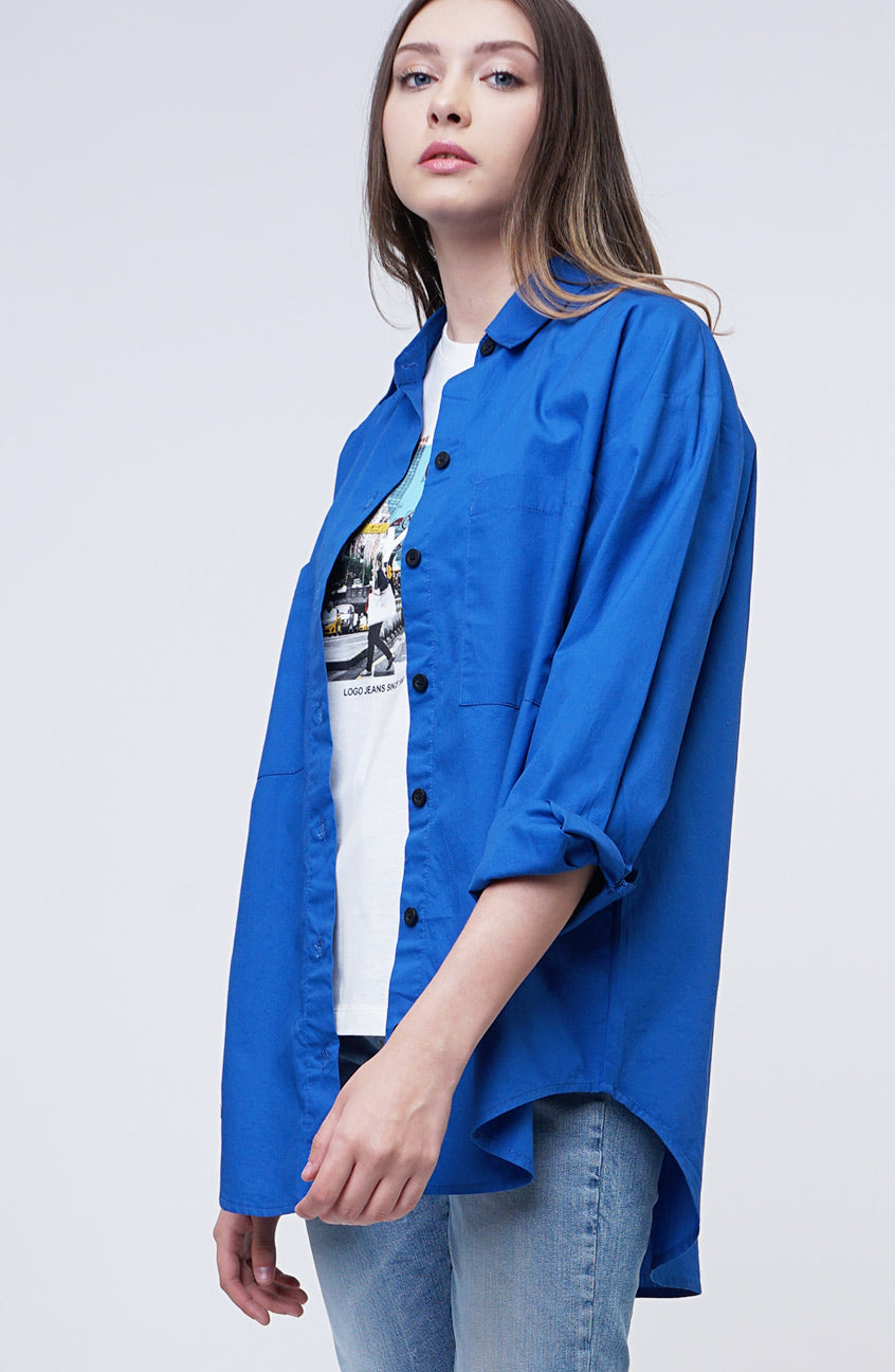 Kemeja Lengan Panjang Dyan Blue