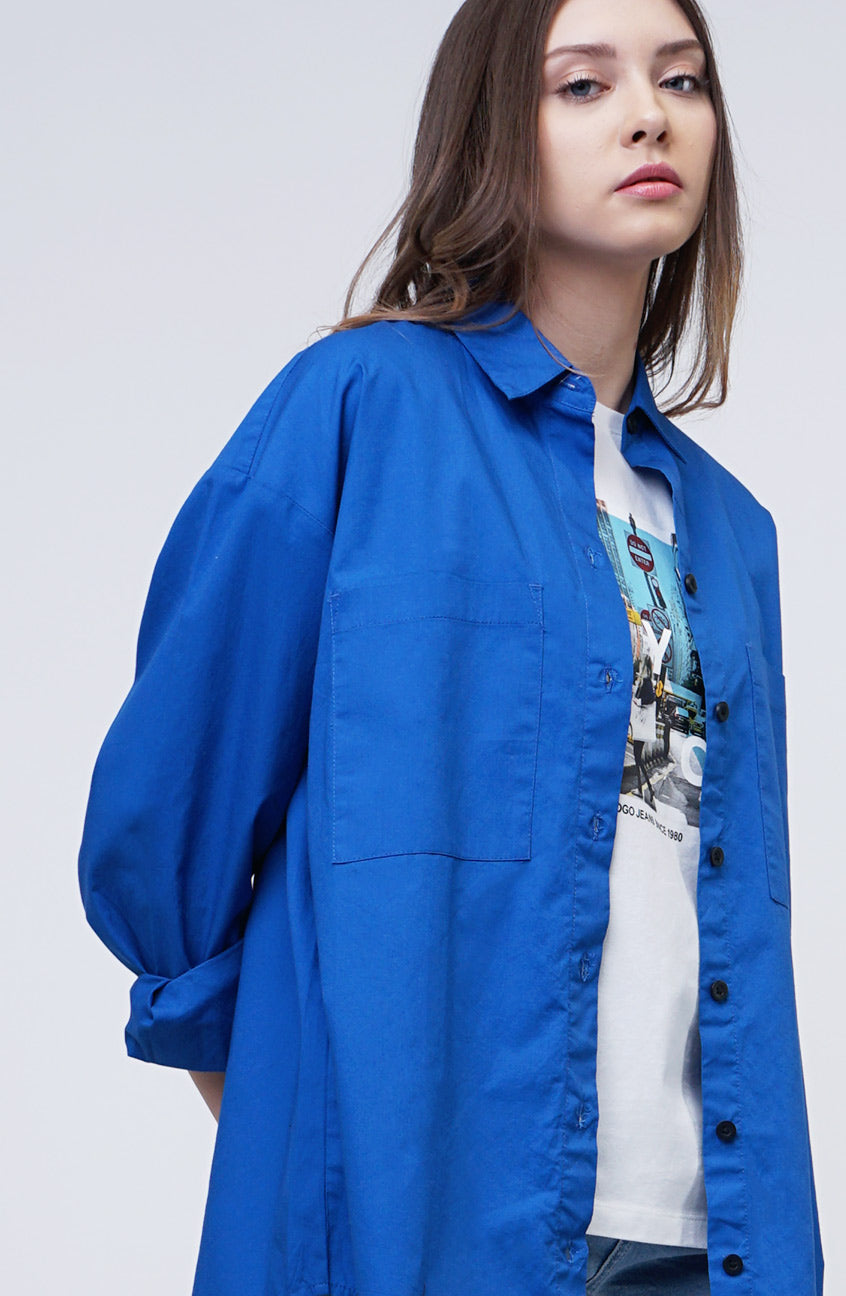 Kemeja Lengan Panjang Dyan Blue