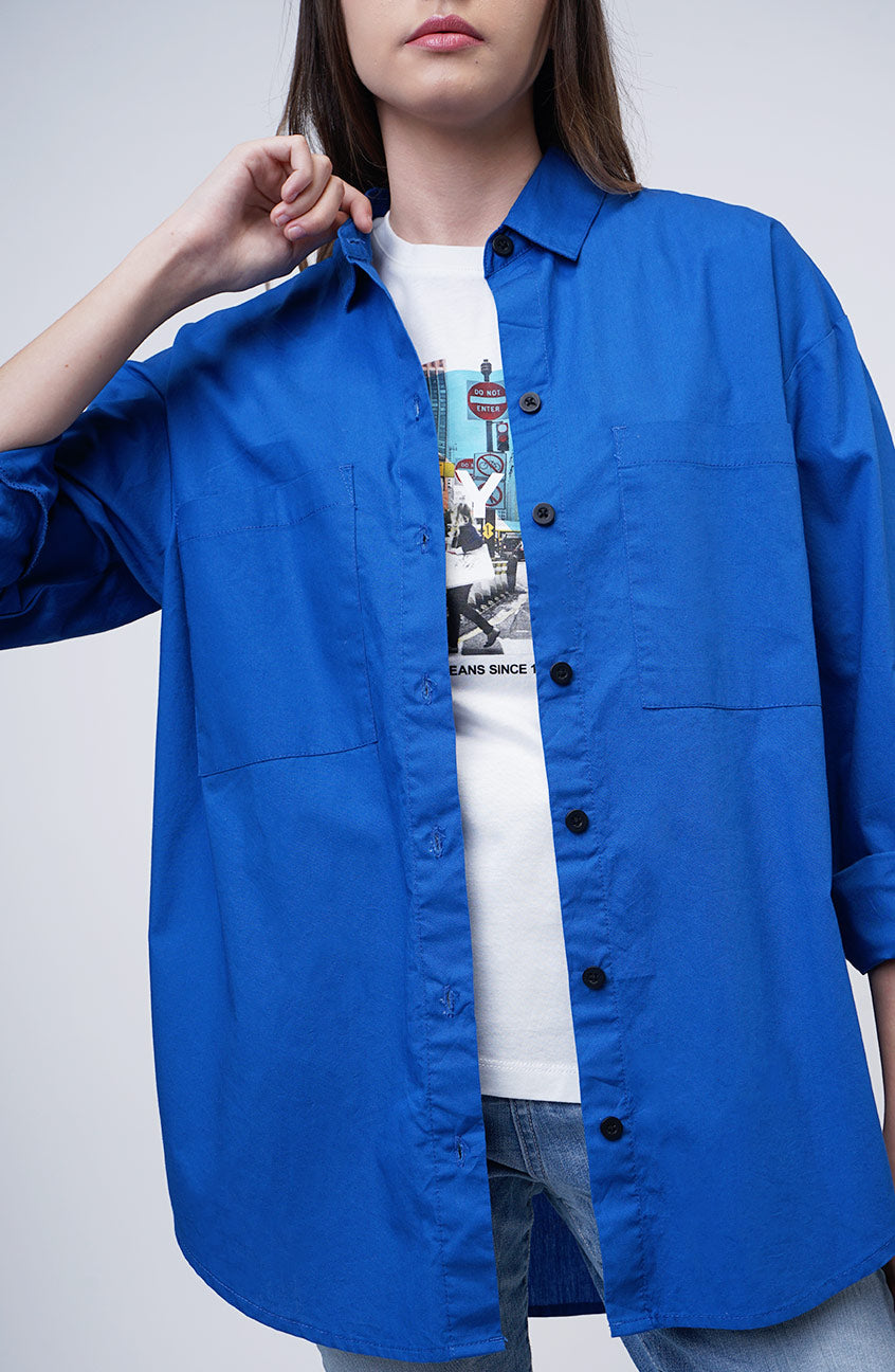 Kemeja Lengan Panjang Dyan Blue